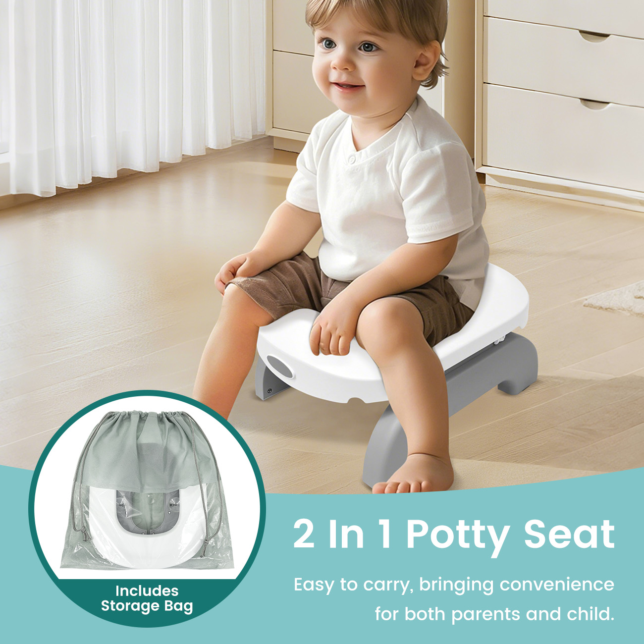 Toddler Potty Training Seat - 2-in-1 Go Portable Potty, Travel Potty